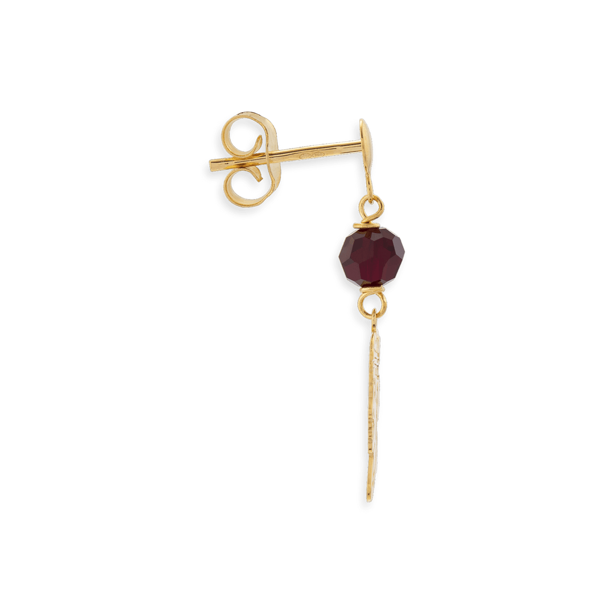 Boucles D'oreilles Or 750 Pendant 20mm Cayennaise 7.5*11.5 Cristal Grenat 4mm