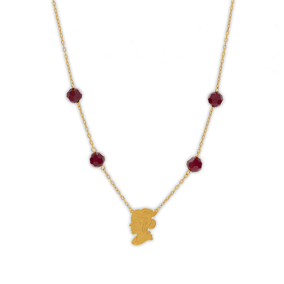 Collier Or 750 Cristal Grenat 5mm Cayennaise 11.5*14.5mm 42 à 45cm