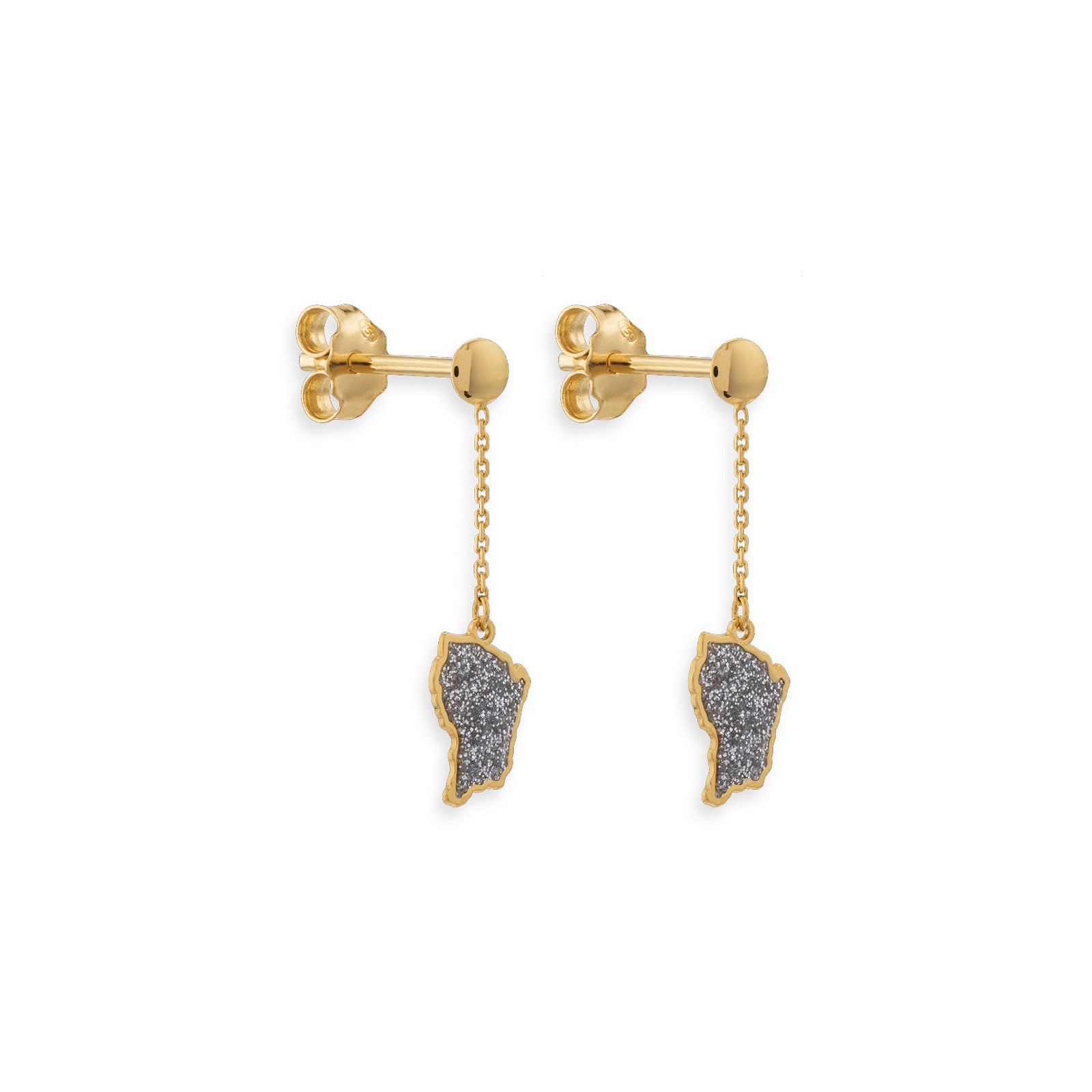 Boucles D'Oreilles Pendants Carte Guyane Email Pailleté