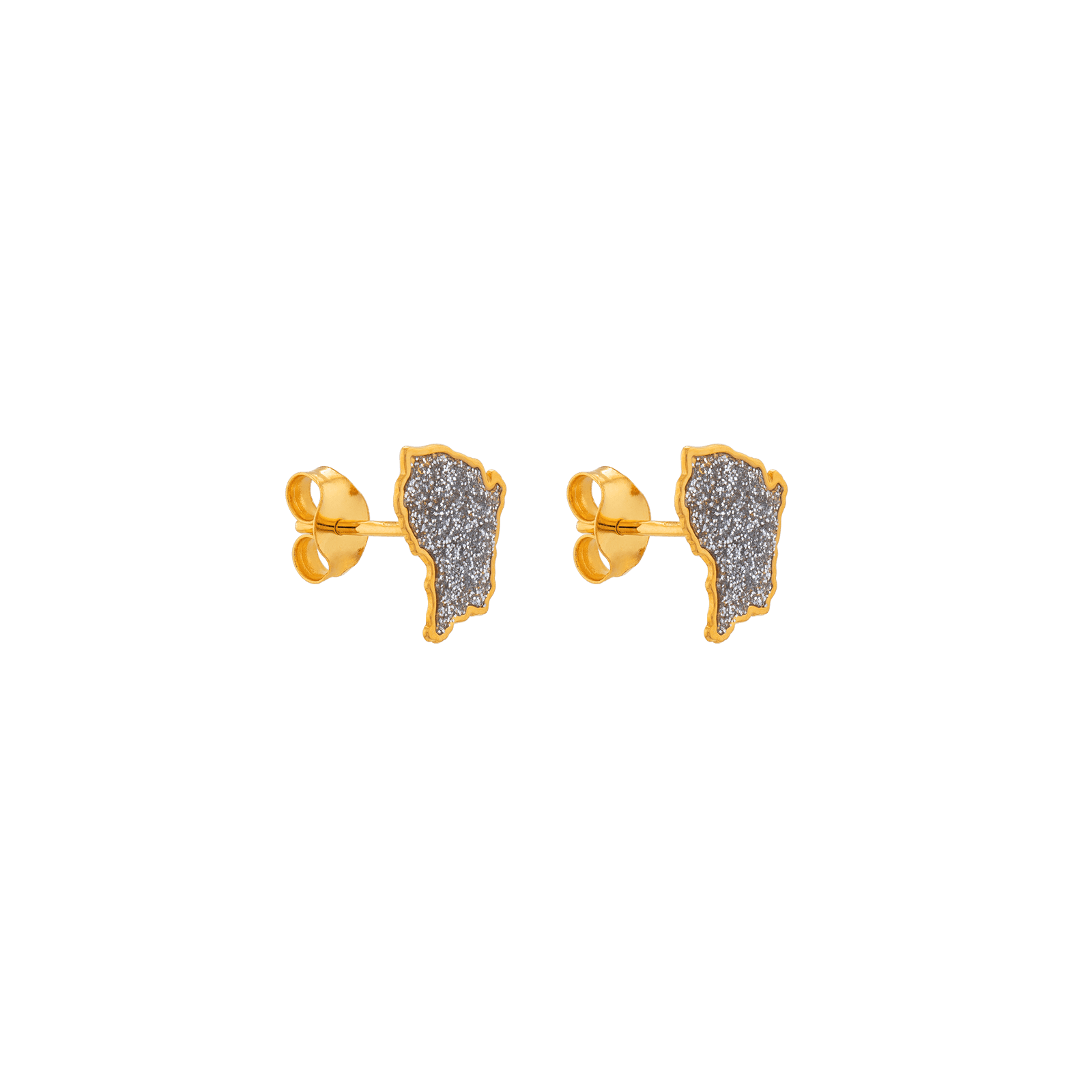 Boucles D'Oreilles Or 750 Carte Guyane Pailleté