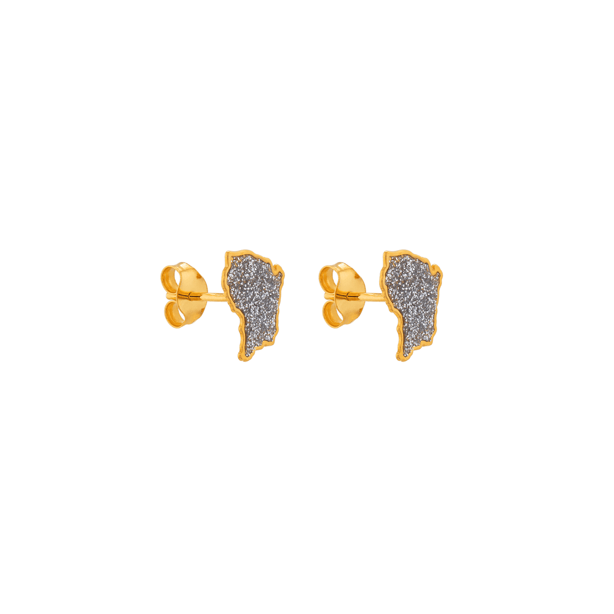 Boucles D'oreilles Or 750 Carte Guyane Email Pailleté 9.5*8mm