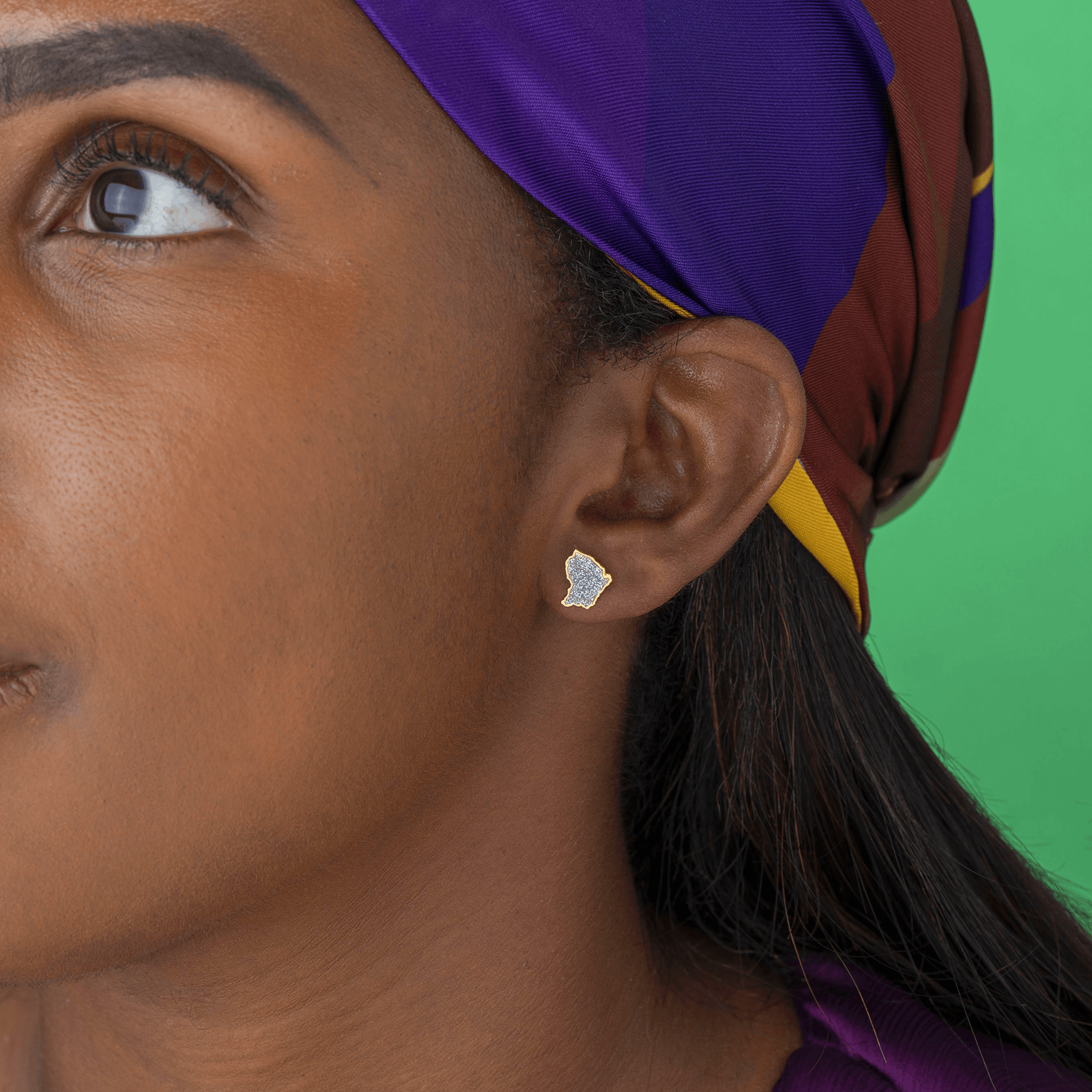 Boucles D'Oreilles Or 750 Carte Guyane Pailleté