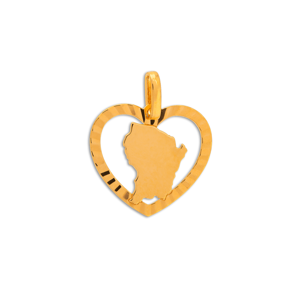 Pendentif O750 Cœur Diamanté Carte Guyane 15*17mm Avec Bélière