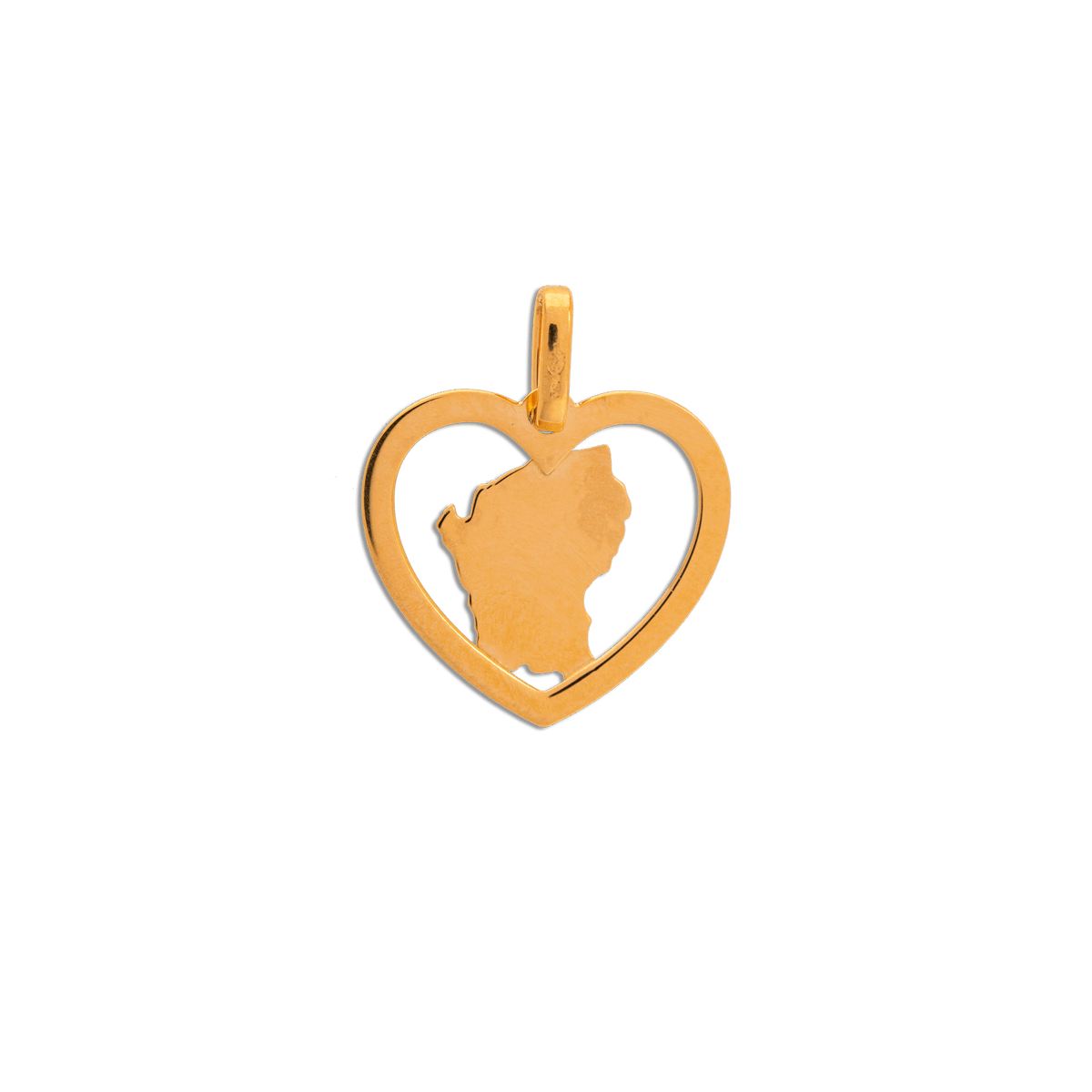 Pendentif O750 Cœur Diamanté Carte Guyane 15*17mm Avec Bélière