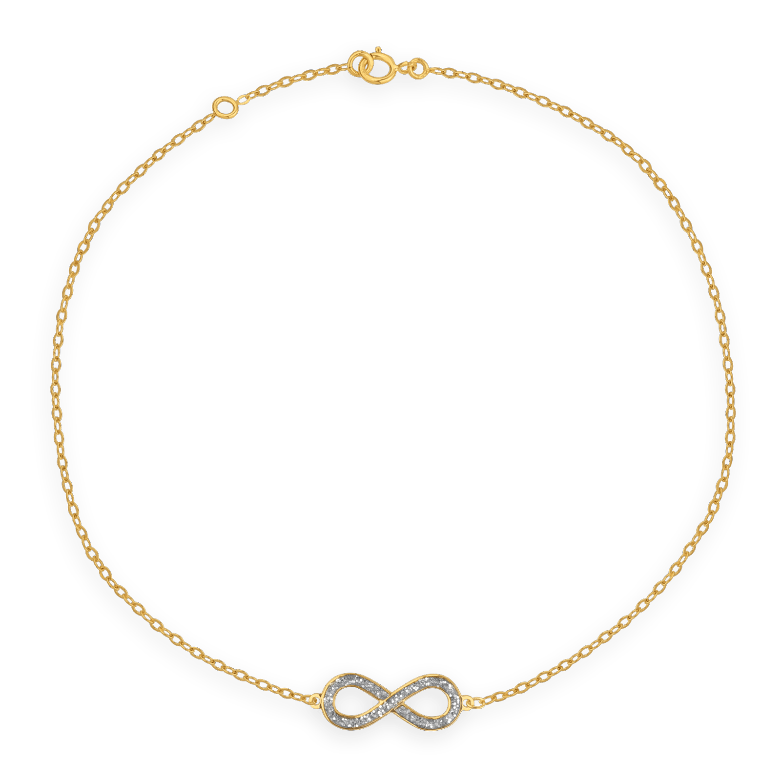 Chaîne Cheville Or375 Maille Forçat Motif Infini Pailleté
