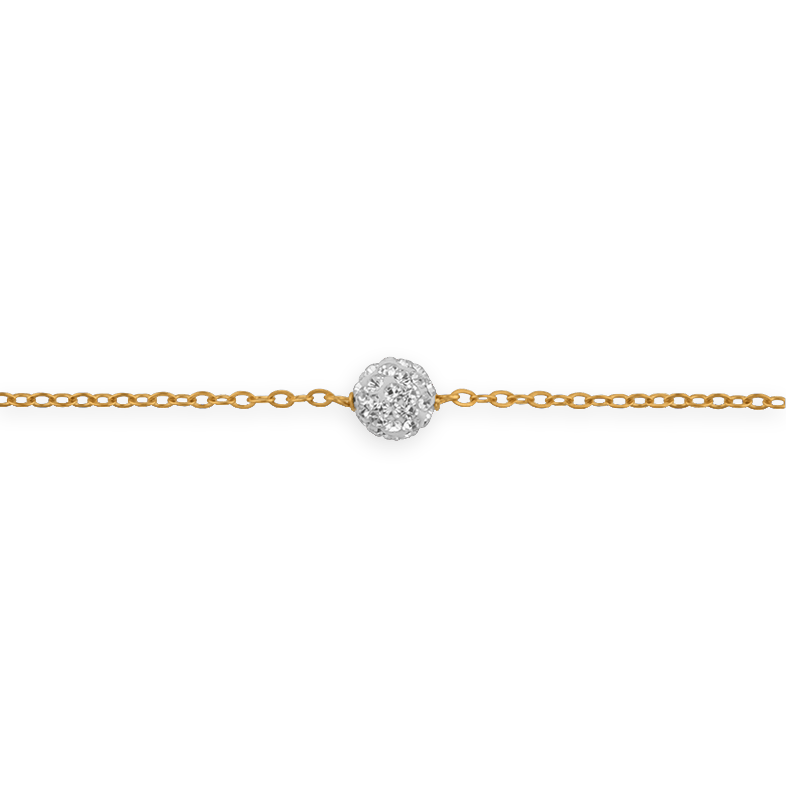 Chaîne Cheville Or375 Maille Forçat Boule Strass