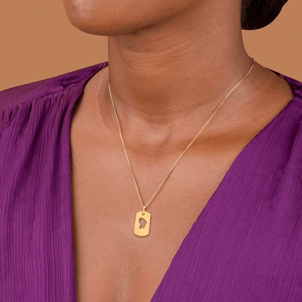 Pendentif Carte Guyane Or 750 11.5*20mm Avec Bélière