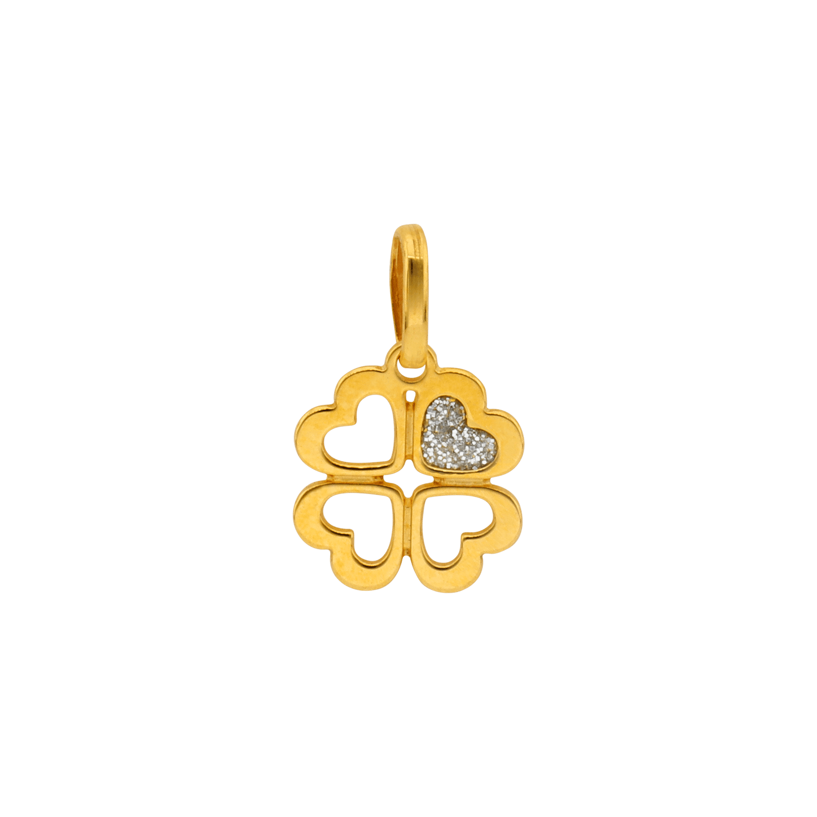 Pendentif Trèfle Cœurs Rhodié 9*13mm Or375
