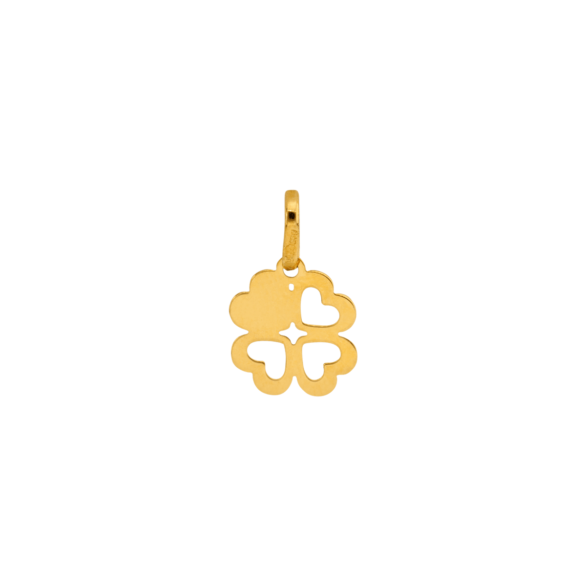 Pendentif Or 375 Trèfle Cœurs Rhodié 9*13mm Avec Bélière