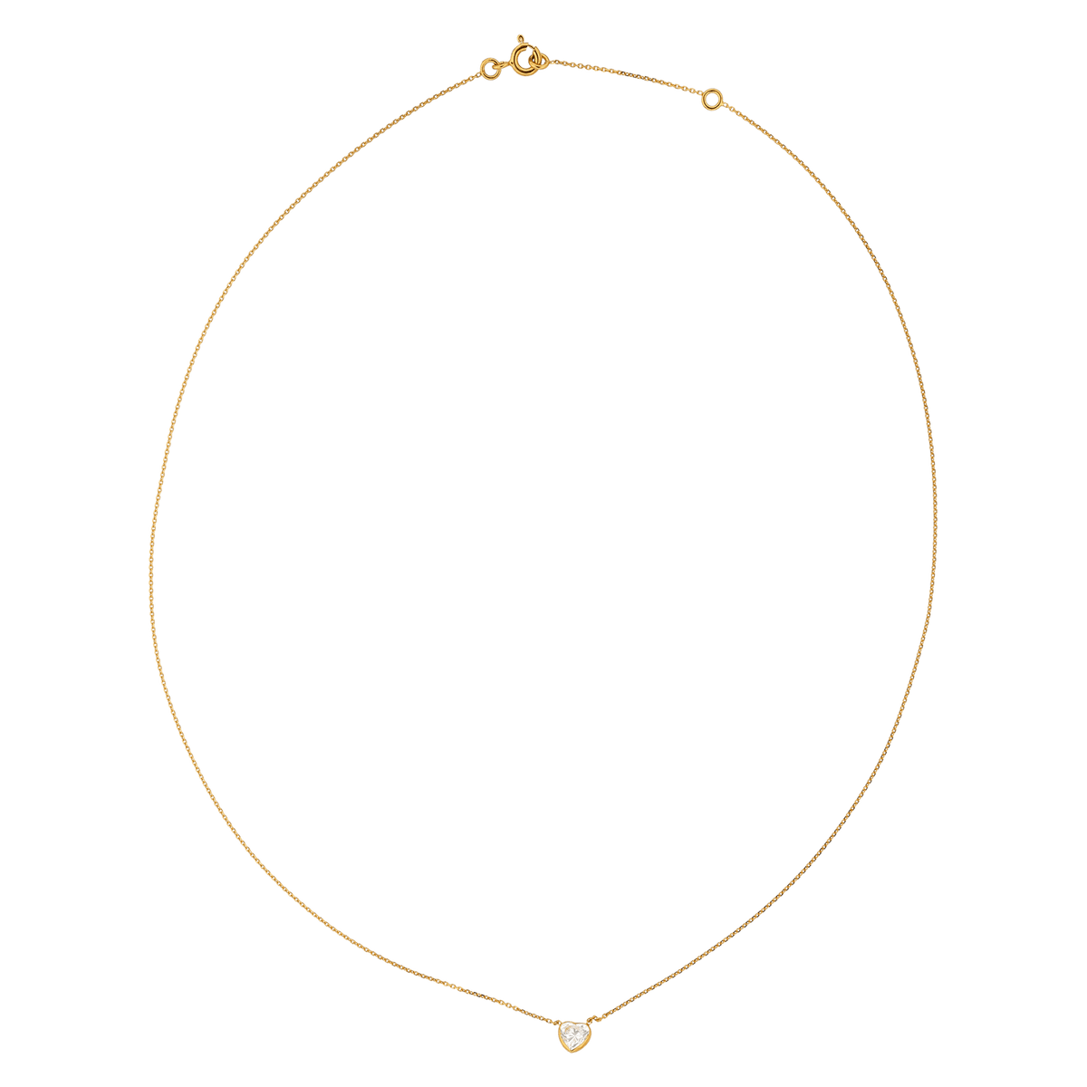 Collier Or 375 Cœur Zirconium 5.5mm Chaîne Forçat Diamanté 0.8mm 42 à 45cm