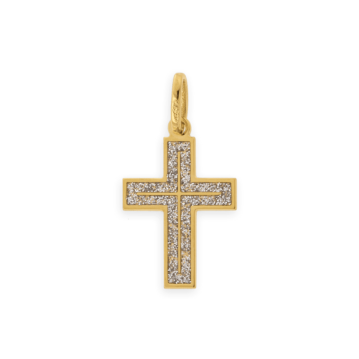Croix Or 375 Pailletée 11.5*20mm Avec Bélière