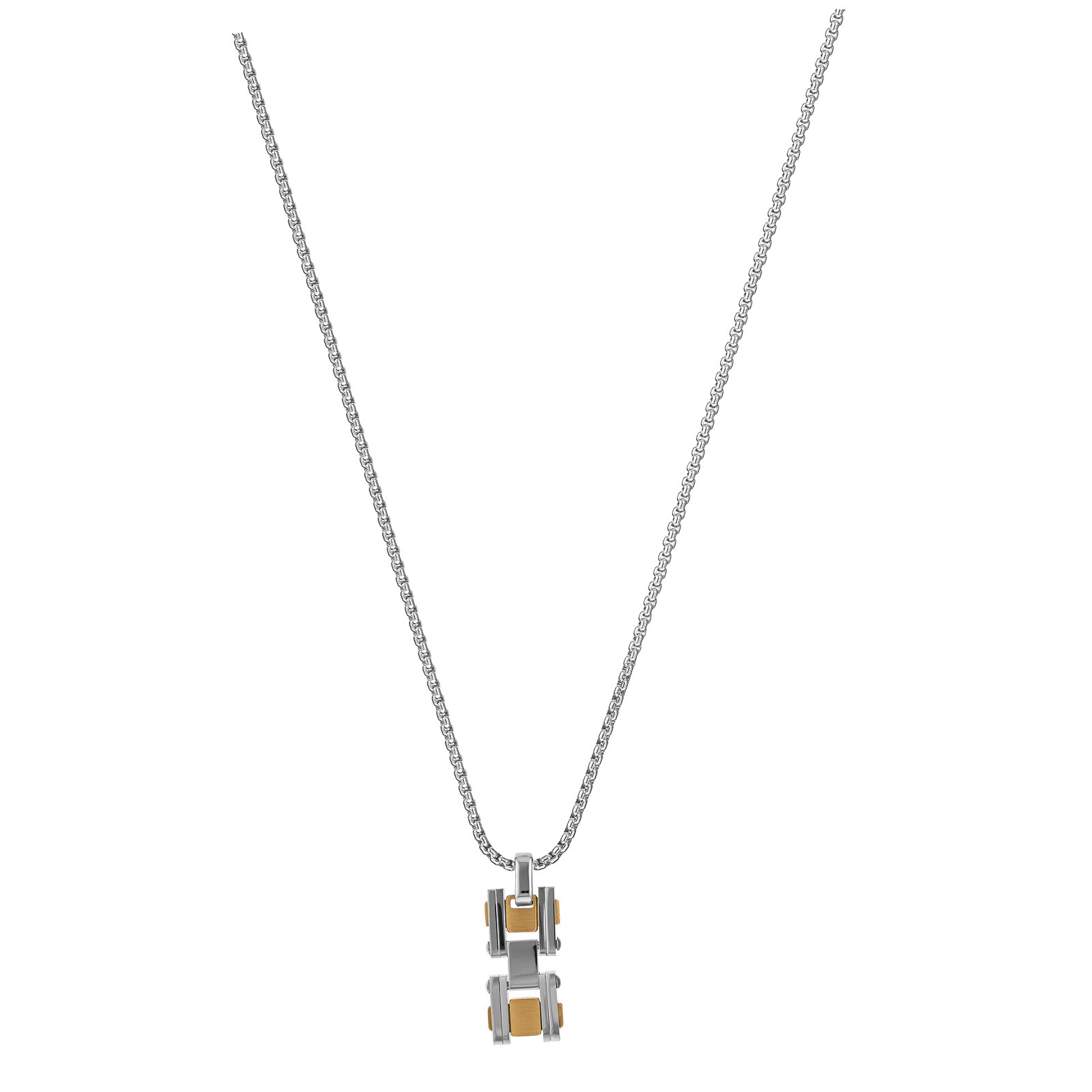 Collier Callas Pendentif Acier Bicolore 55+5 centimètres