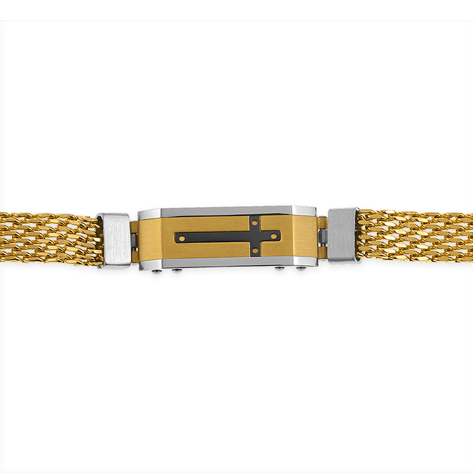 Bracelet Acier Tricolore Croix 9.5mm 21 à 22cm
