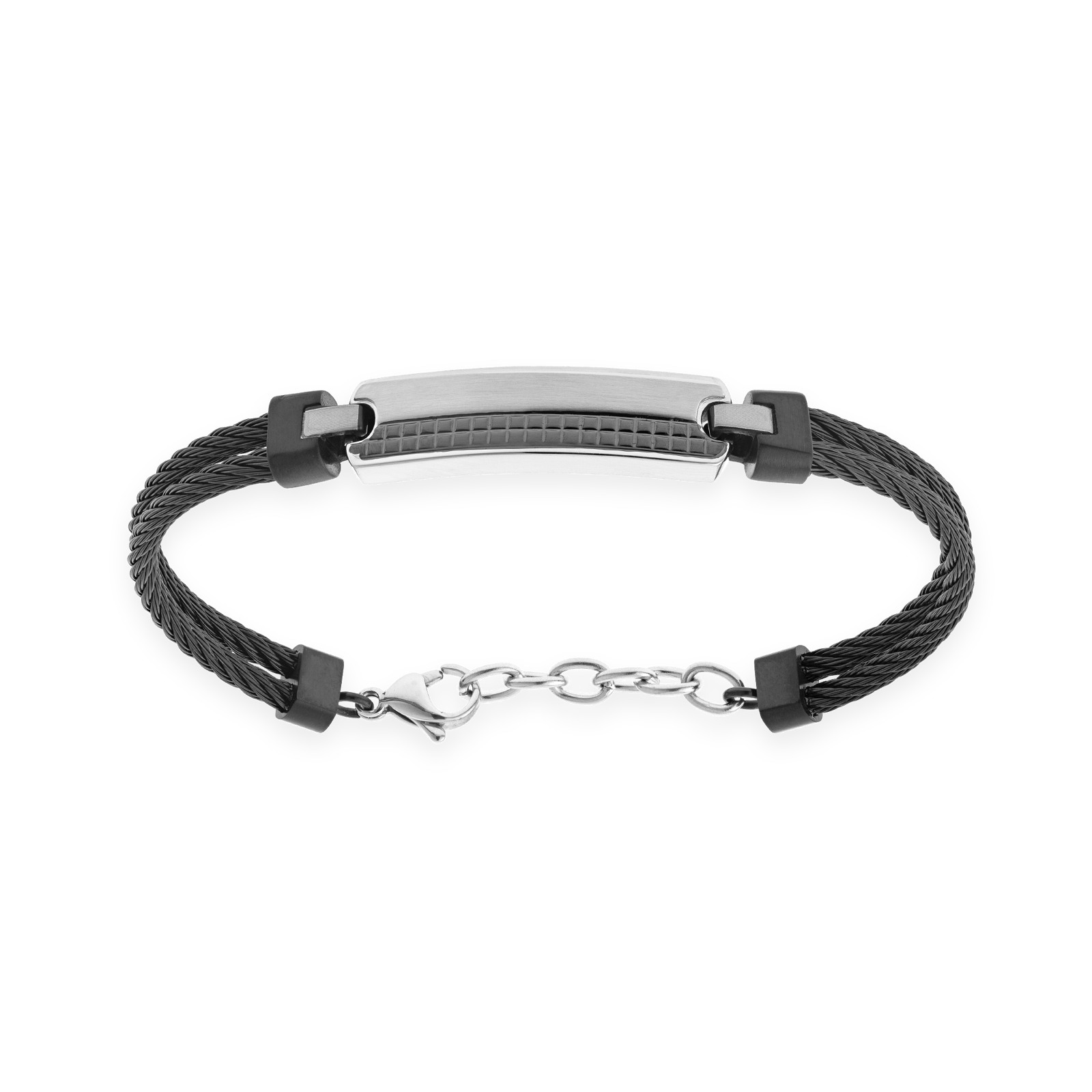 bracelet callas câble acier ion plating black plaque et ion plating black 19 plus 3 mm