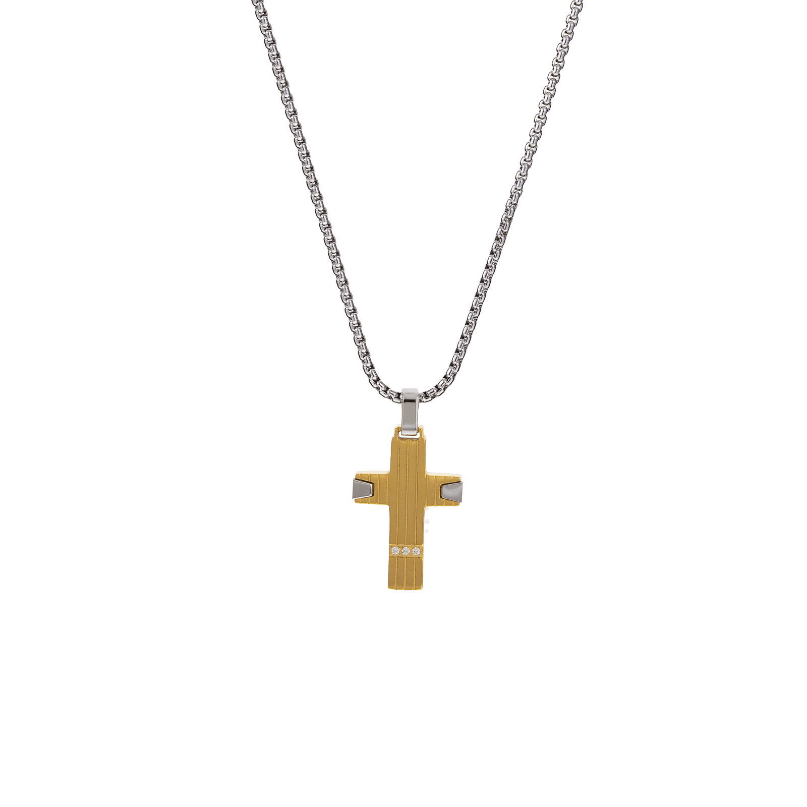 collier callas acier croix doré 55 plus 5 mm