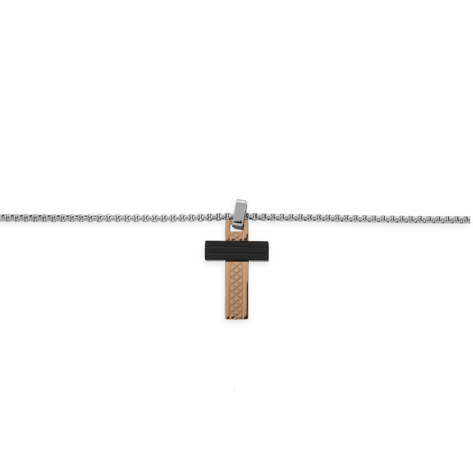 Collier croix acier tricolore
