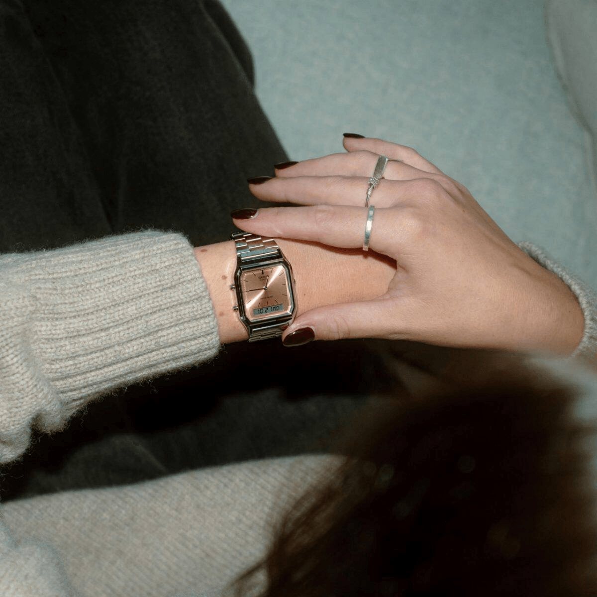 montre analogique-numérique brac gris Chromé
