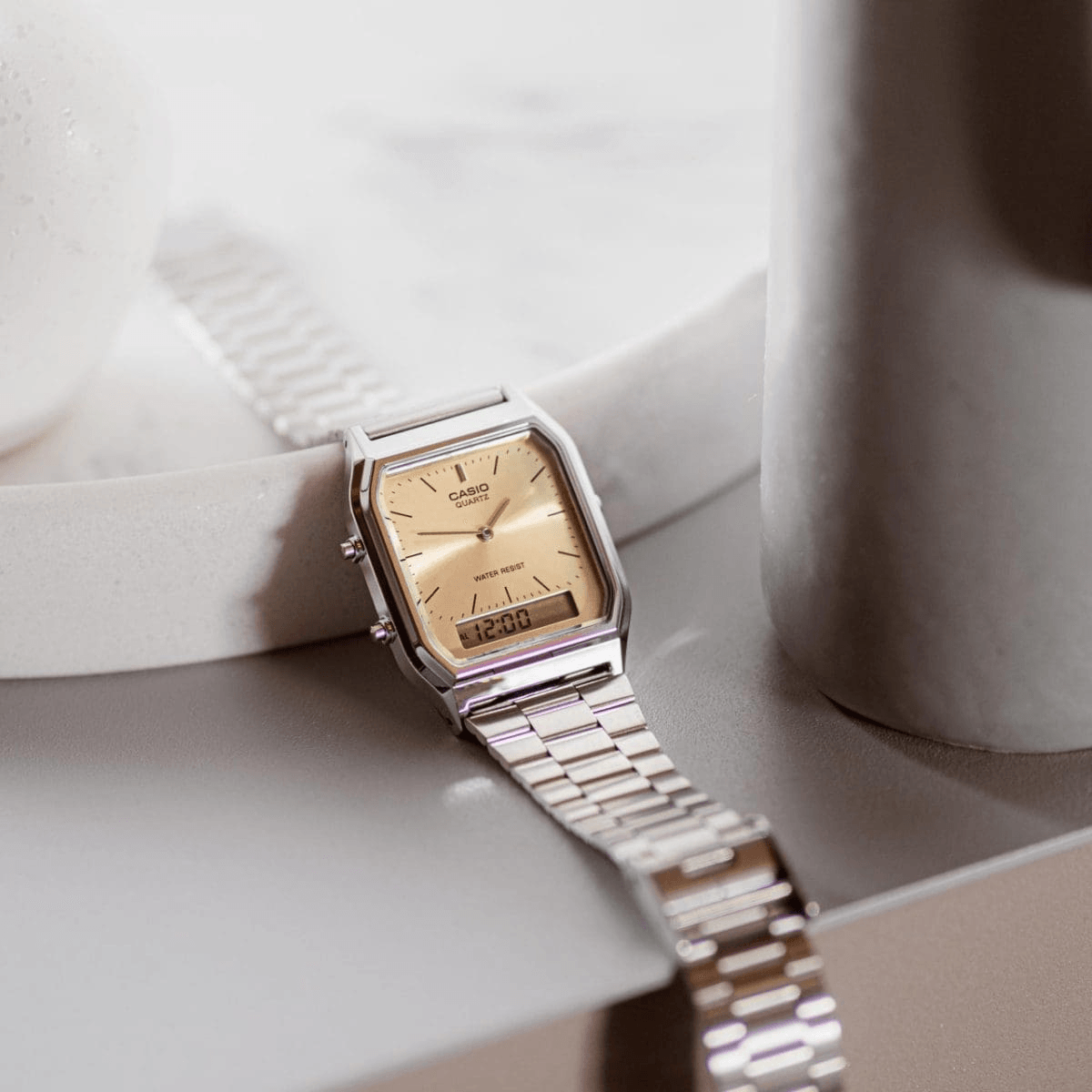 montre analogique-numérique brac gris Chromé