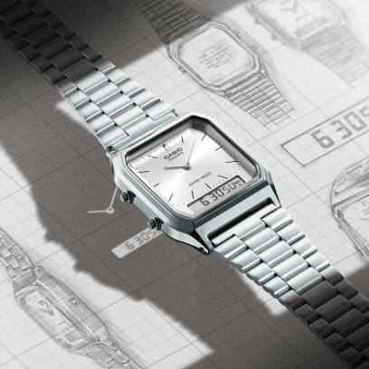 Montre casio analogique + une fenêtre numérique
