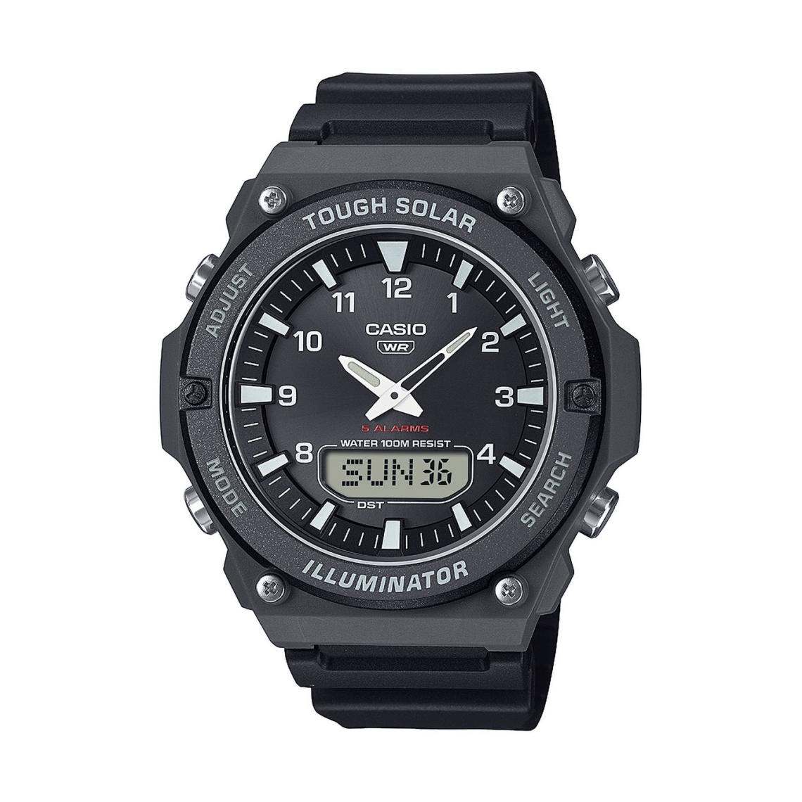 montre casio homme timeless – bracelet en résine noire