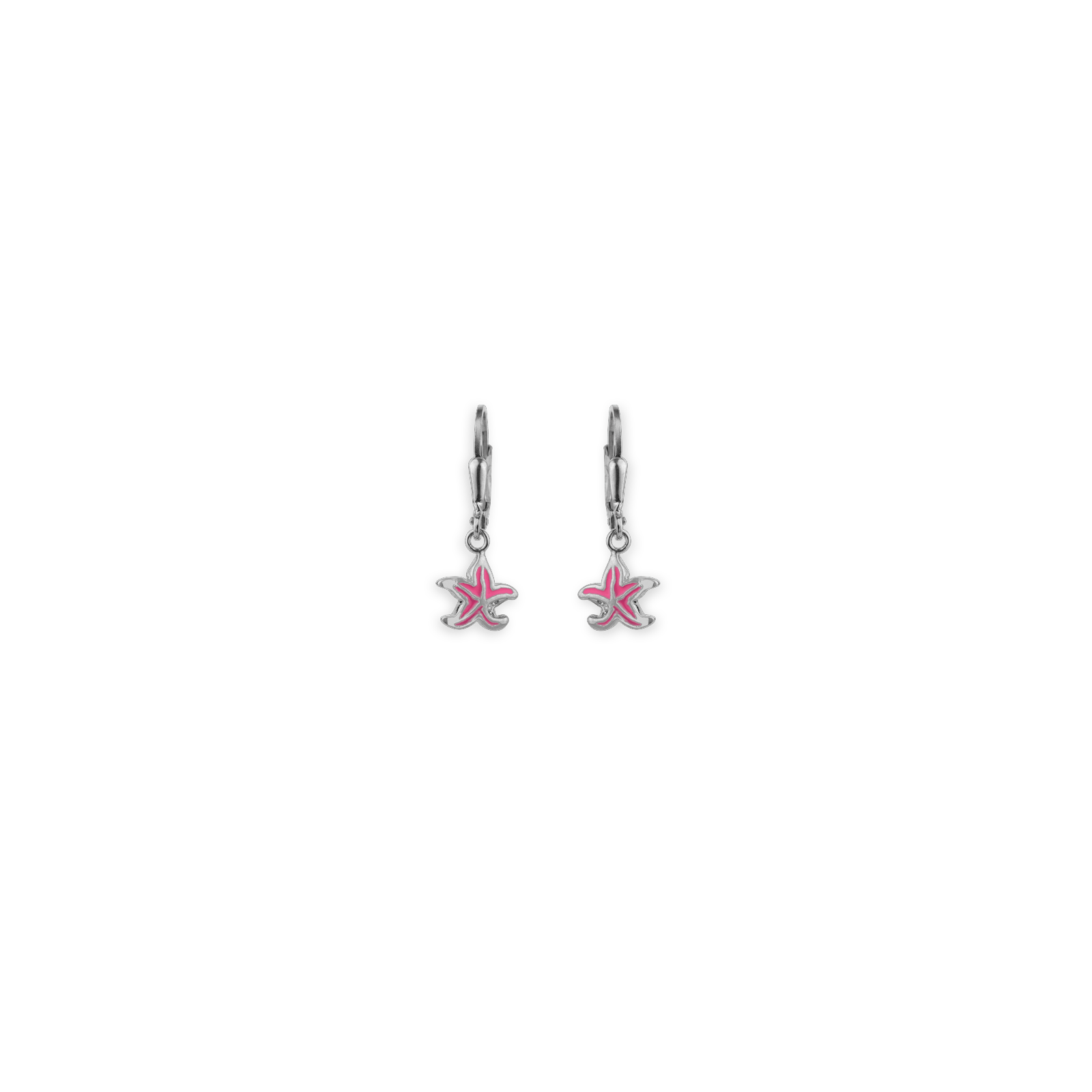 Boucles D'oreilles Étoile des Mer Argent925 9*8mm Émail Rose Pendant 25mm