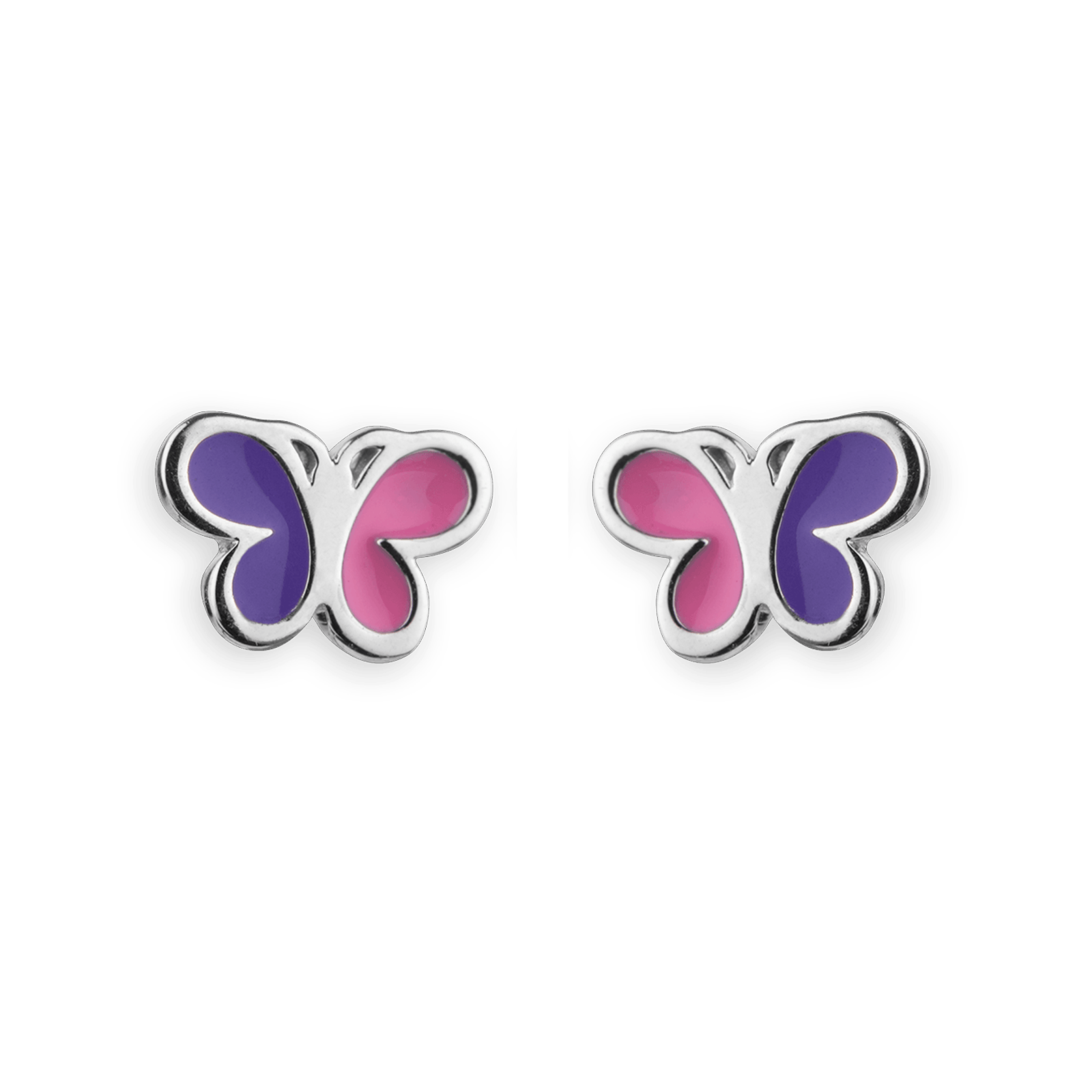 Boucles D'oreilles Papillon Argent925 8.5*6.5mm Email Rose Violet