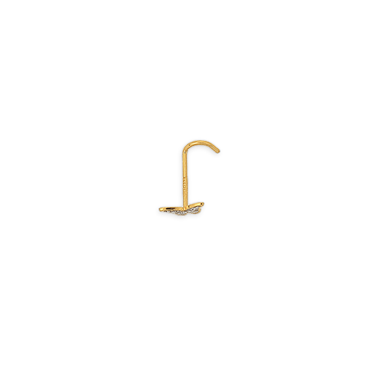 Piercing Nez Or 375 8mm Tige Courbée Papillon Pailleté 5.8*3.5mm
