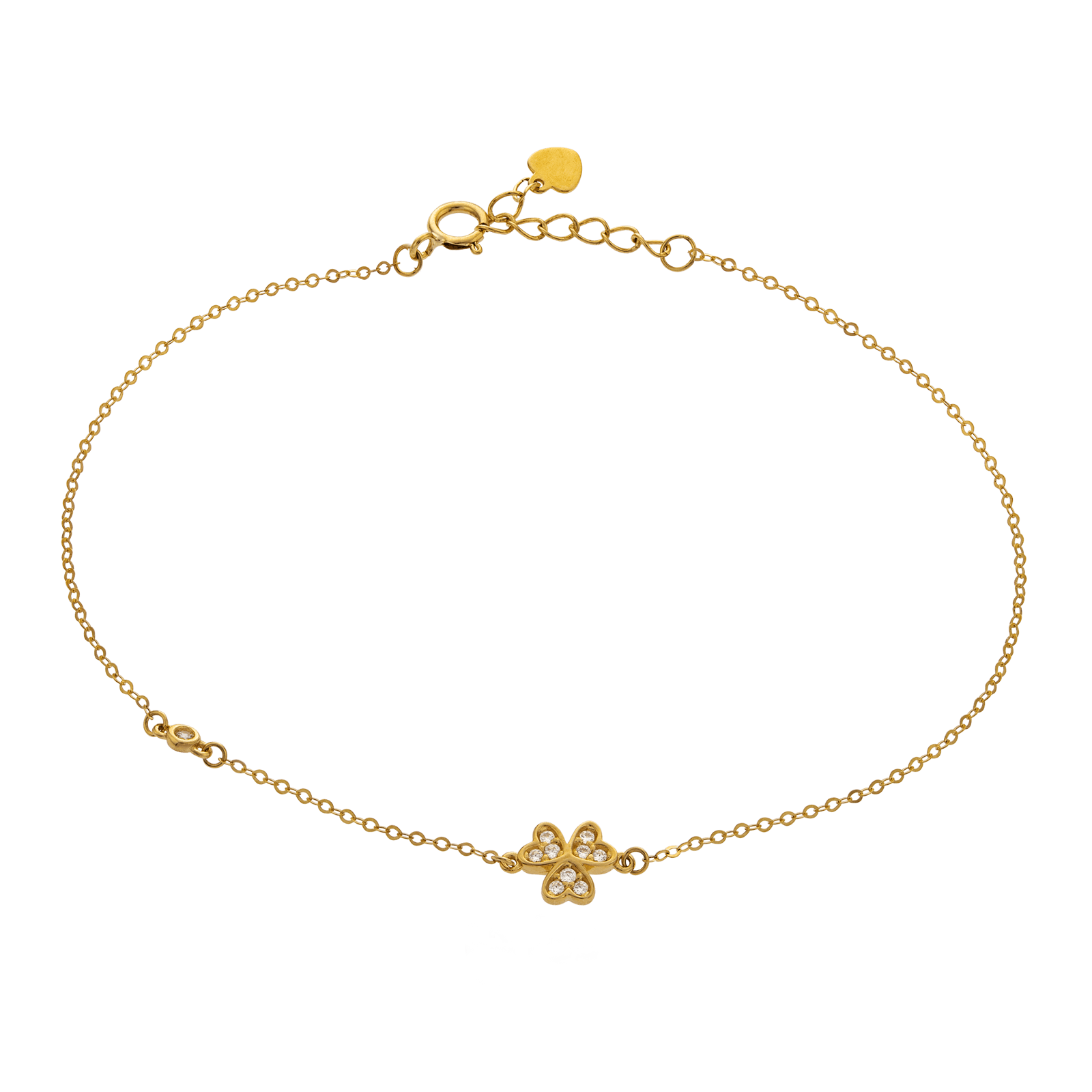 Bracelet maille Forçat motif coeur Diamanté 17 plus 1.5 centimètres