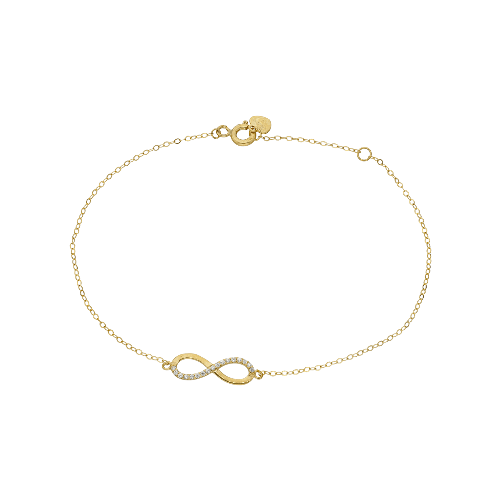 Bracelet centre Infini et Oxyde de Zirconium 17 plus 2 centimètres