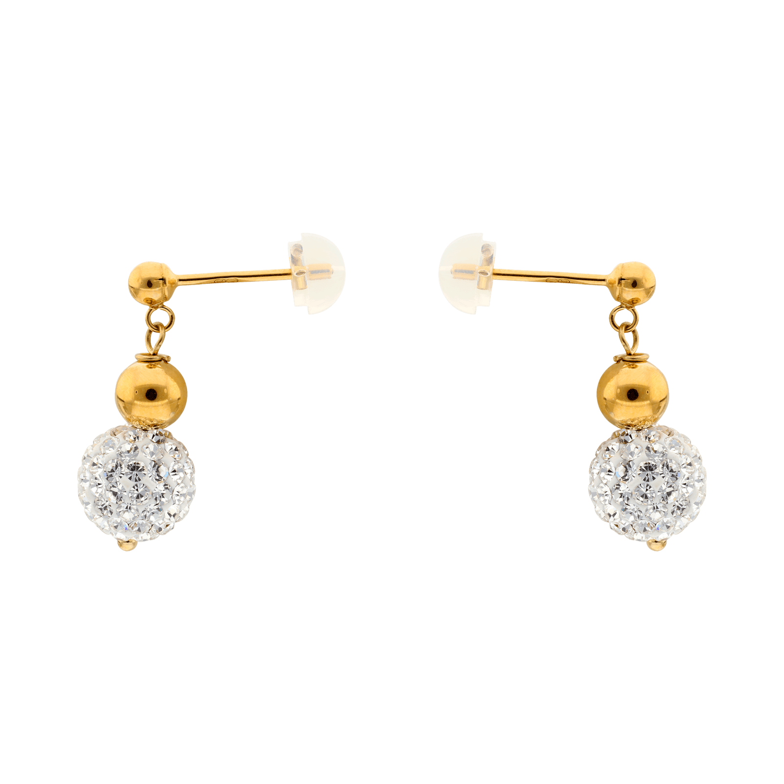 boucles d'oreilles boule or et strass