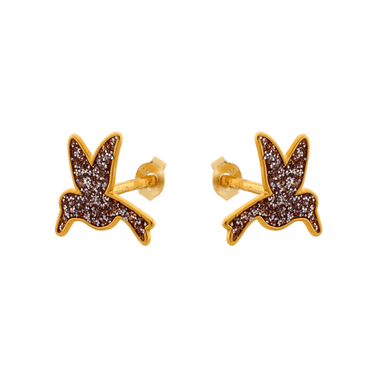 Boucles d’oreilles puce Colibris en émail pailleté