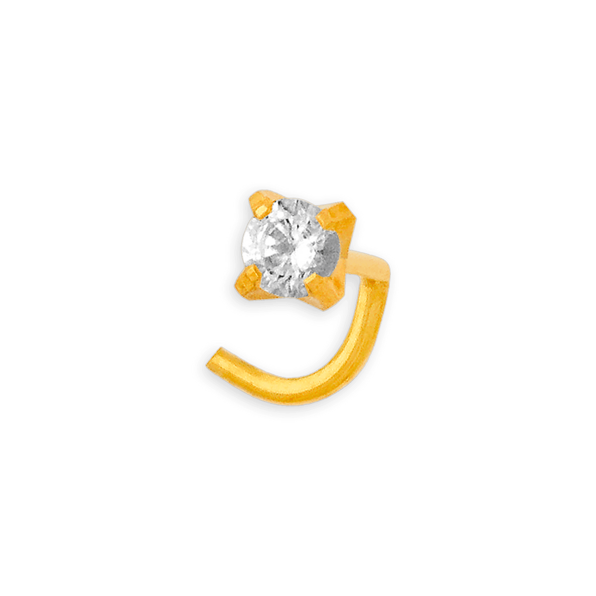 Piercing Nez Or 750 9.7mm Tige Courbée Zirconium 2mm Griffes
