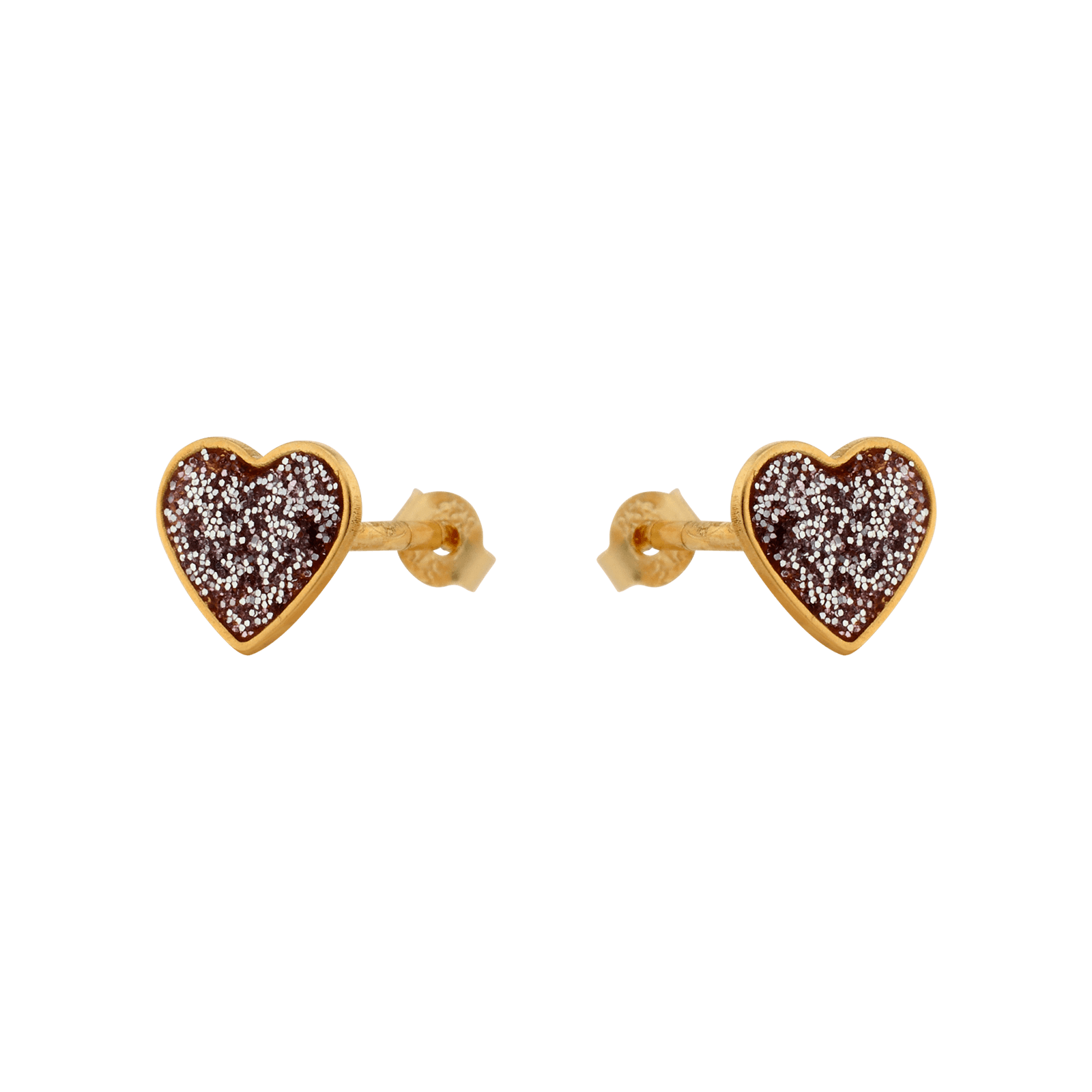 BOUCLES D'OREILLES COEUR ROSE PAILLETE