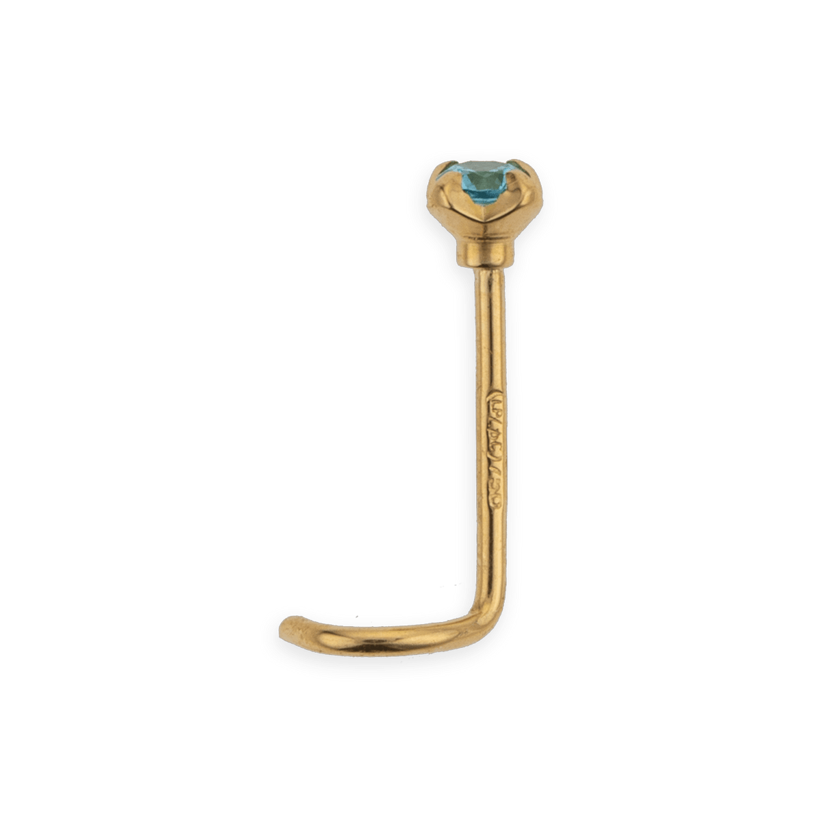 Piercing Nez Or 750 9.7mm Tige Courbée Zirconium Bleu 2mm Griffes