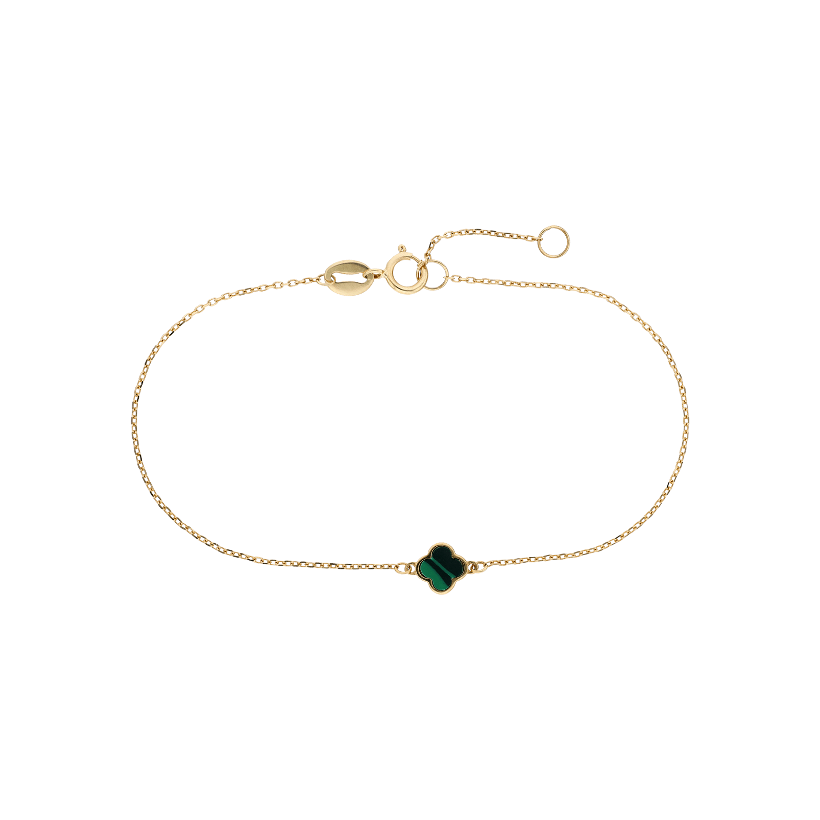 Bracelet Trèfle Malachite 16 plus 2 centimètres