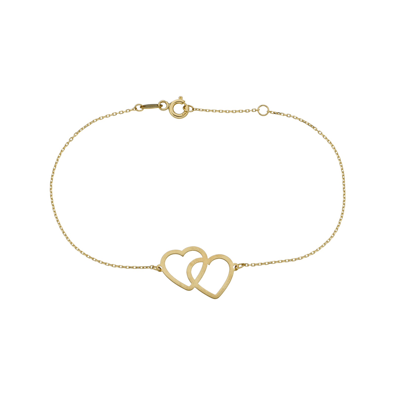 Bracelet Forçat double coeur 17+2 centimètres