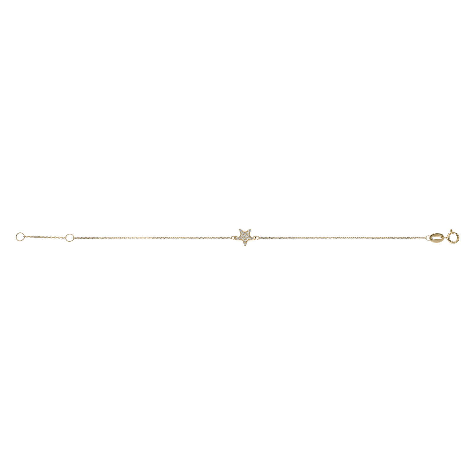 Bracelet motif étoile pavé Oxyde de Zirconium 17 plus 2 centimètres