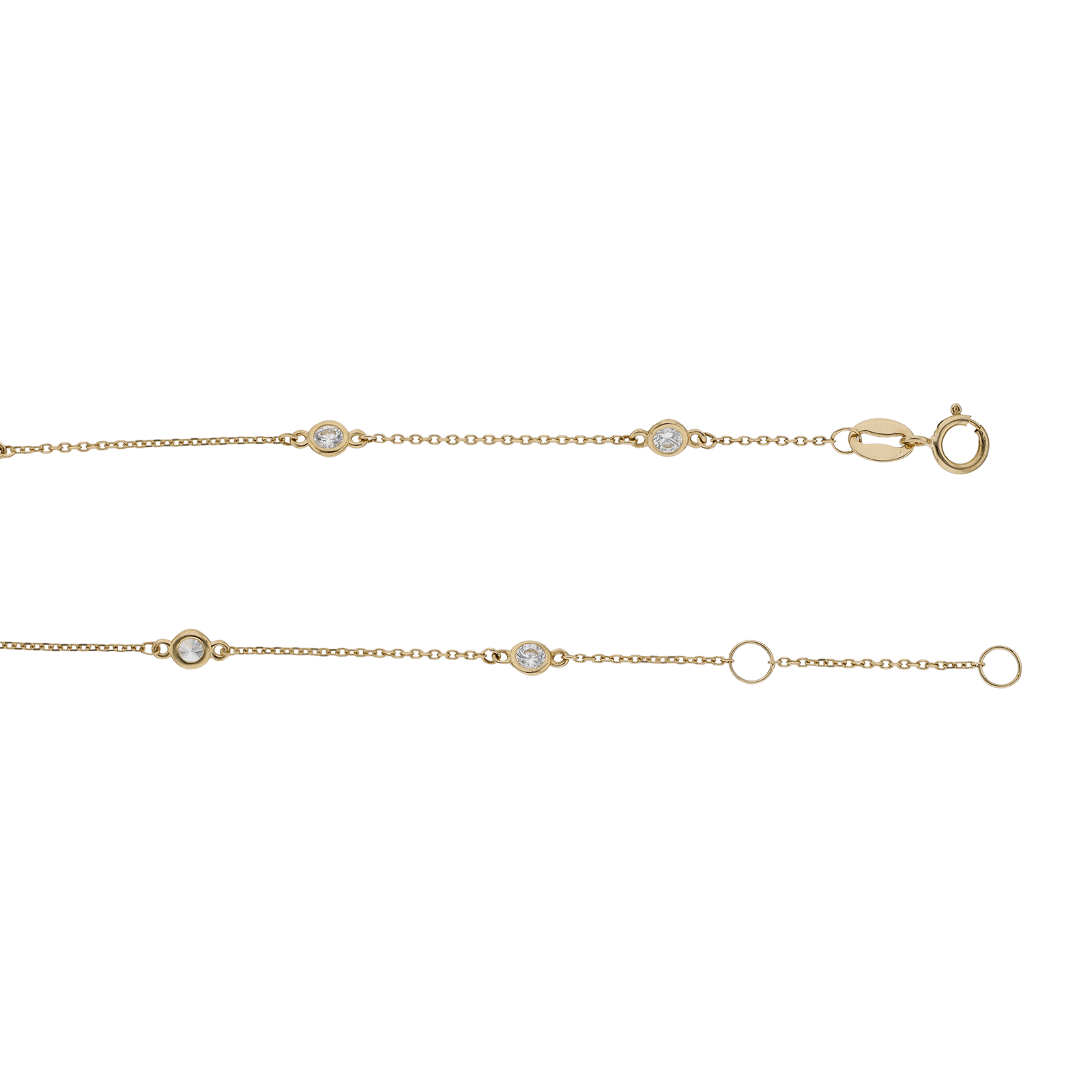Bracelet avec 5 Oxyde de Zirconium sertis clos 17 plus 2 centimètres