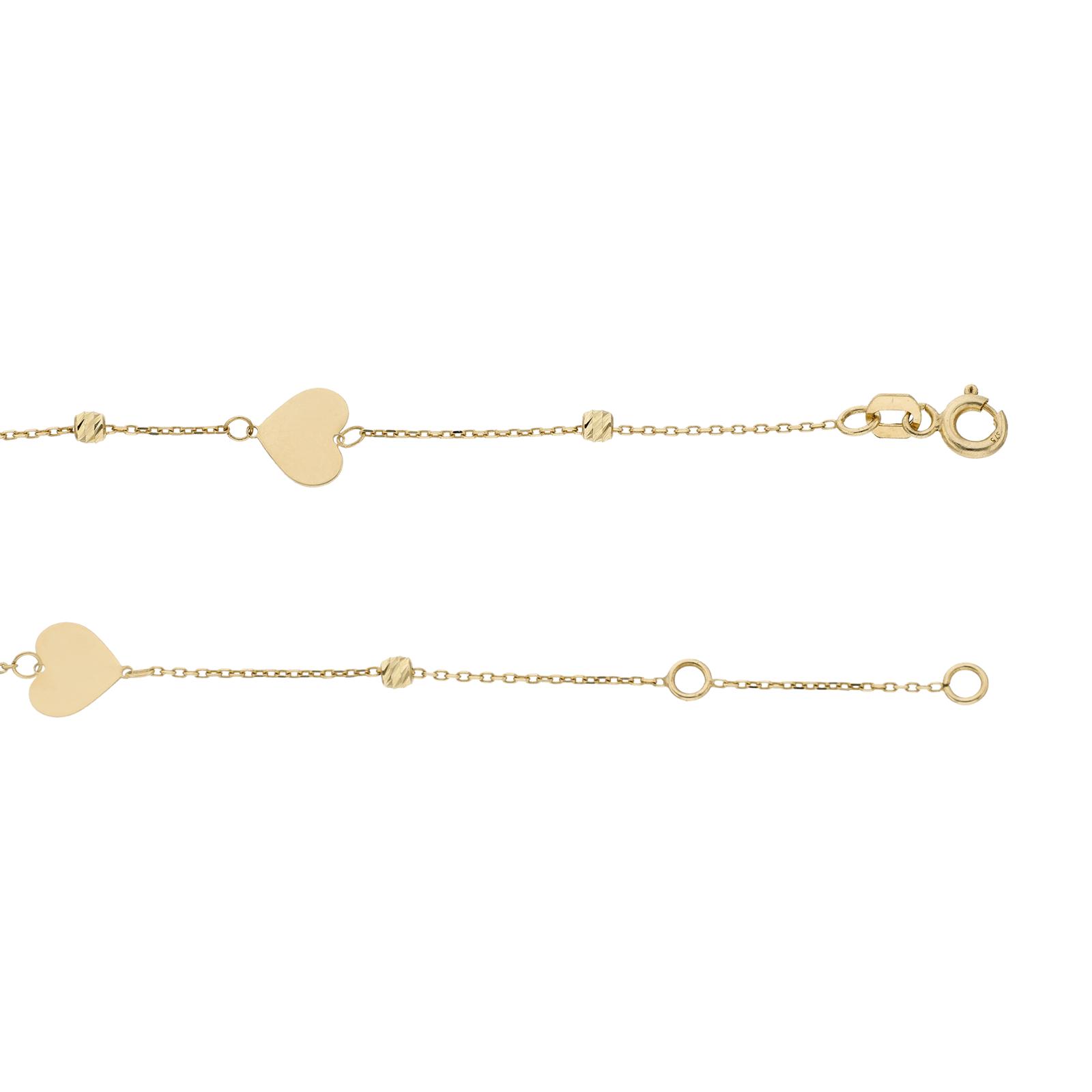 Bracelet coeurs et boules 16 plus 2 centimètres