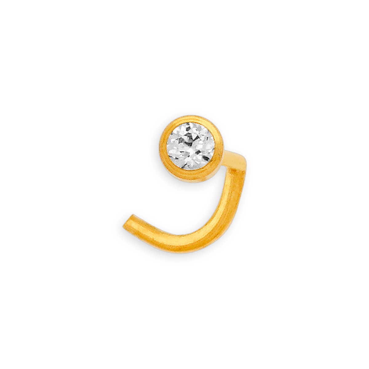 Piercing Nez Or 750 8.5mm Tige Courbée Zirconium 2mm