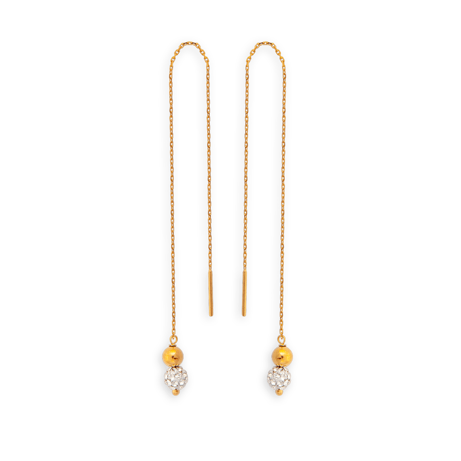 Boucles D'oreilles Or375 Guyanaises Pendant Grain D'or Strass 4mm