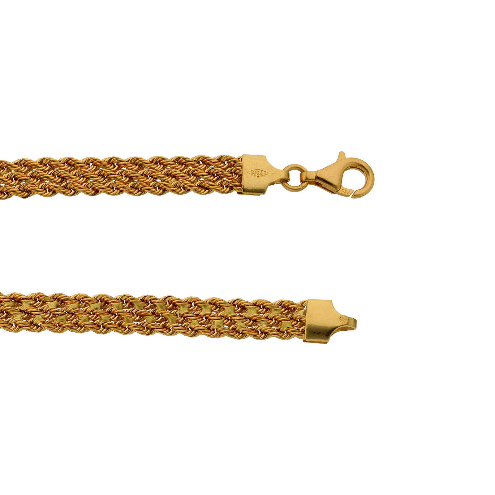 Bracelet corde 3 rangs 7 millimètres 19 centimètres