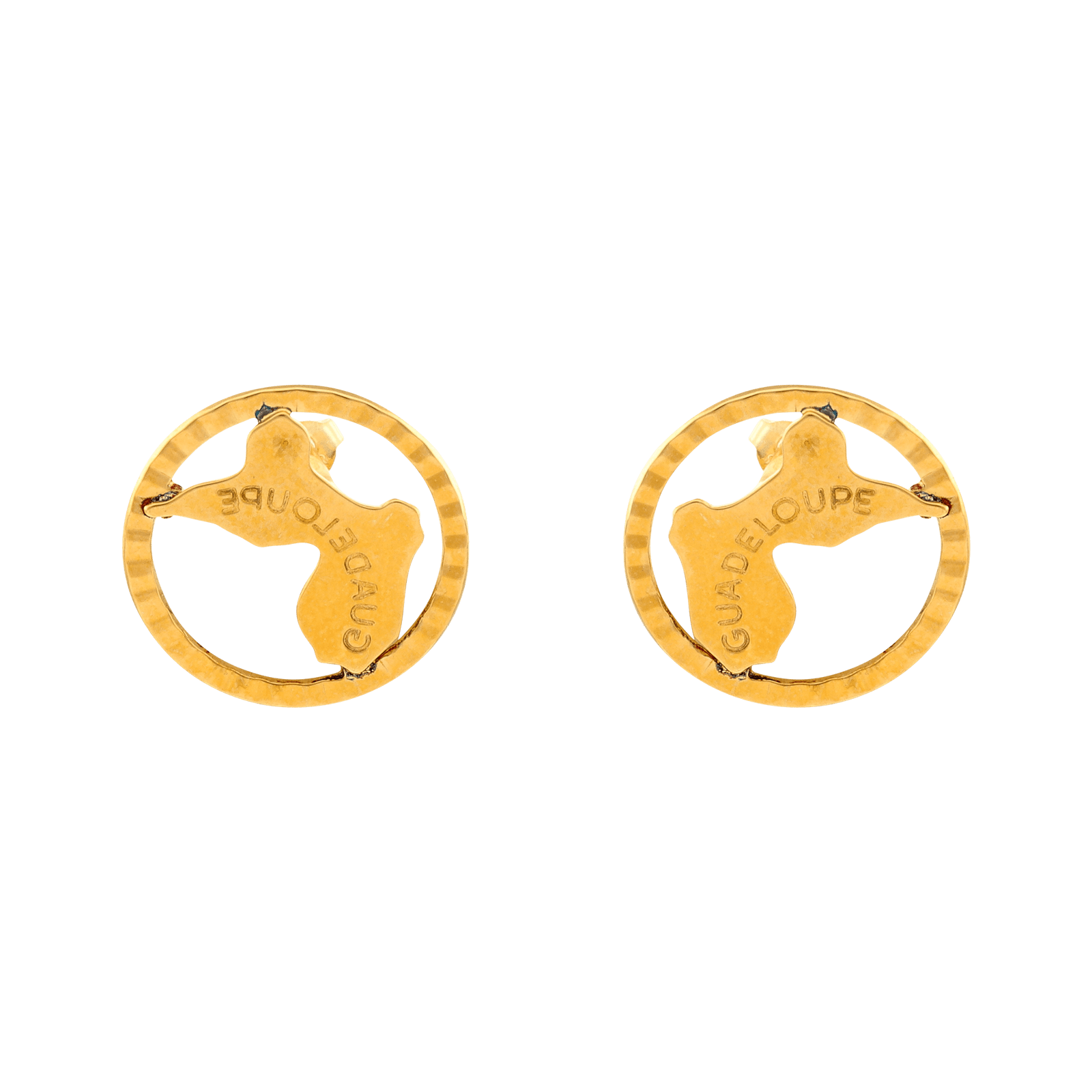 Boucles d'oreilles cercle diamanté avec Carte Guadeloupe :