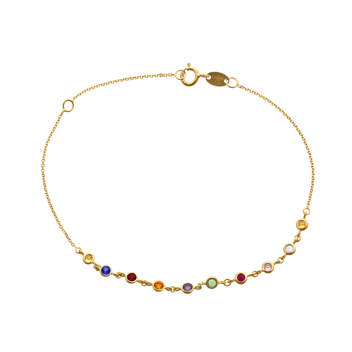 Bracelet Or 375 Motifs Ronds Pierres Tuti Frutti 17 à 20cm