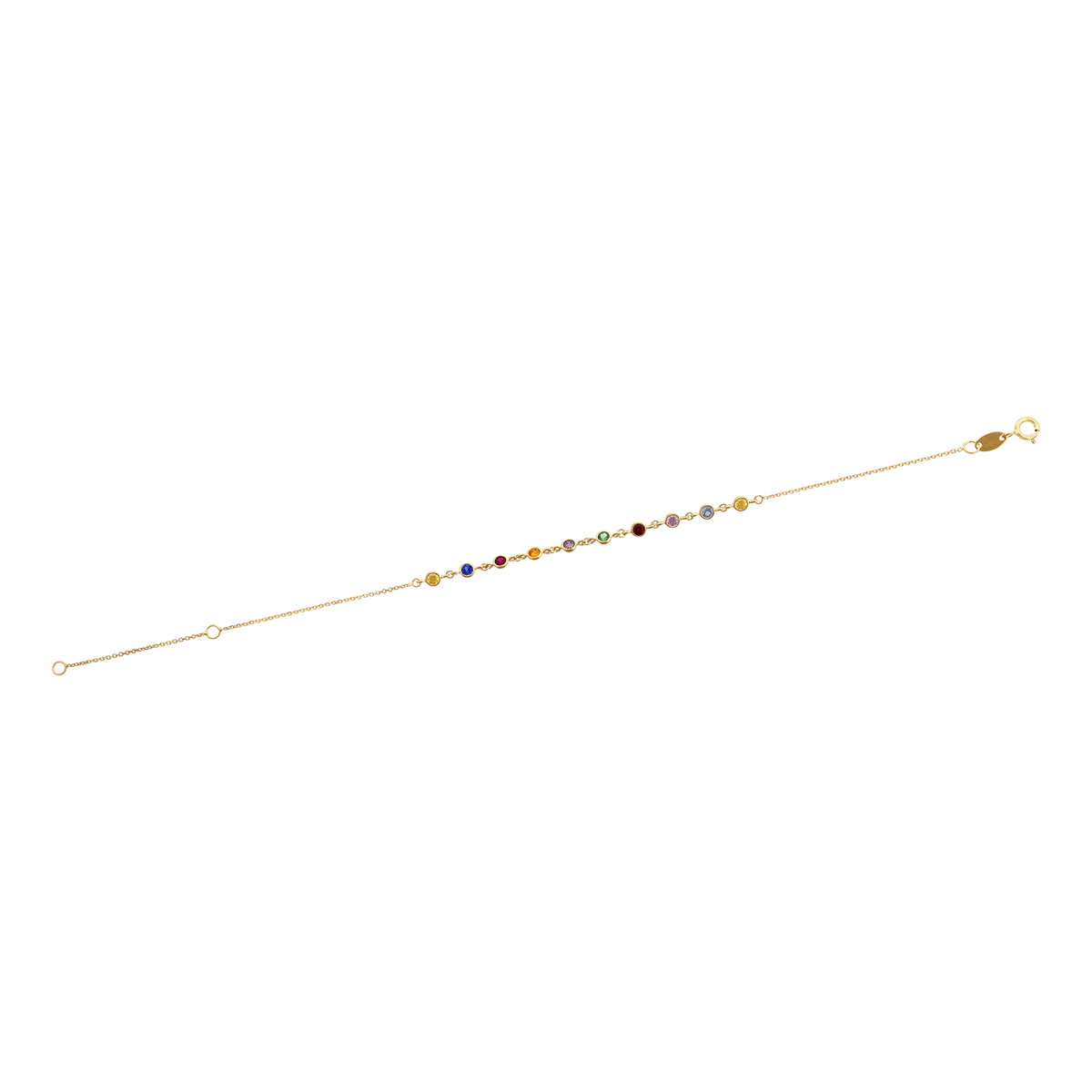 Bracelet Or 375 Motifs Ronds Pierres Tuti Frutti 17 à 20cm