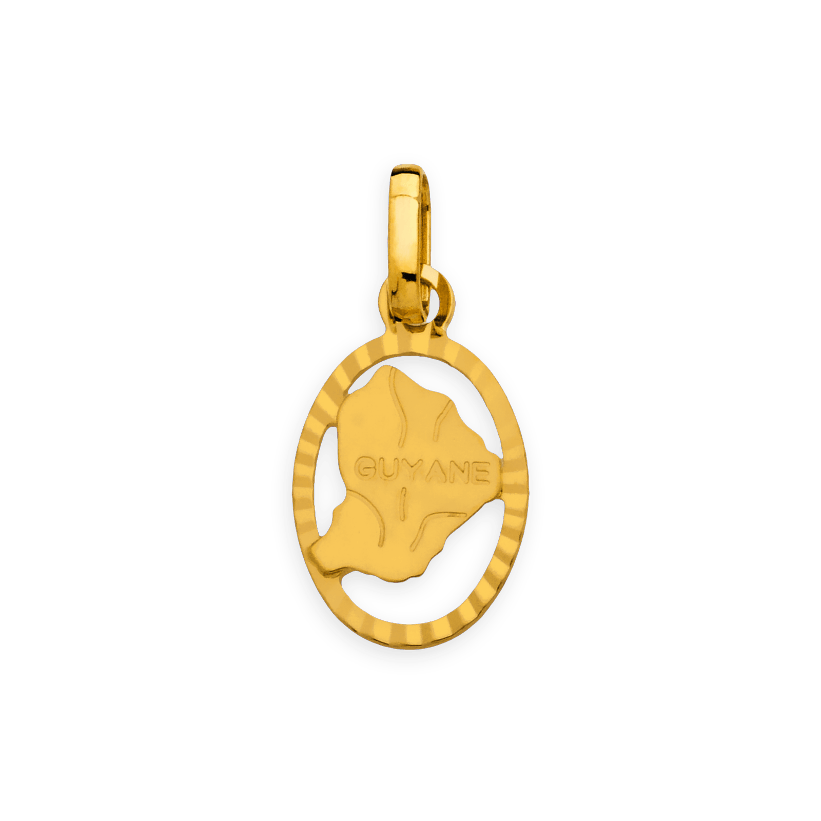 Pendentif Or750 Carte Guyane Cerclée Ovale avec bélière