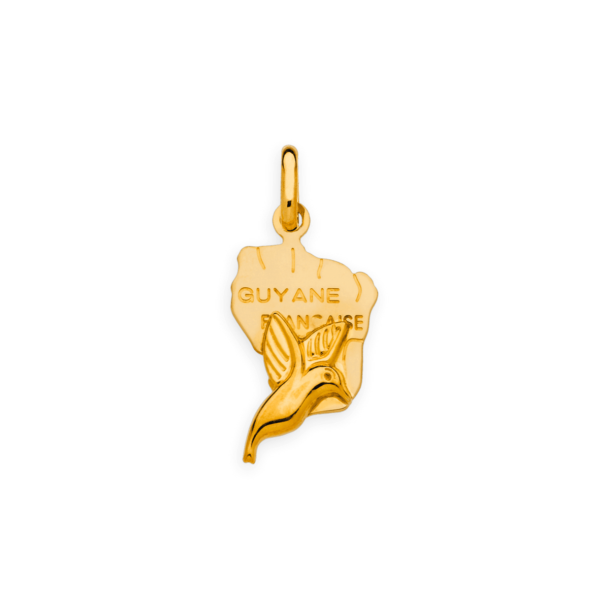 Pendentif Or 750 Carte Guyane Colibri 11*23mm Avec Bélière