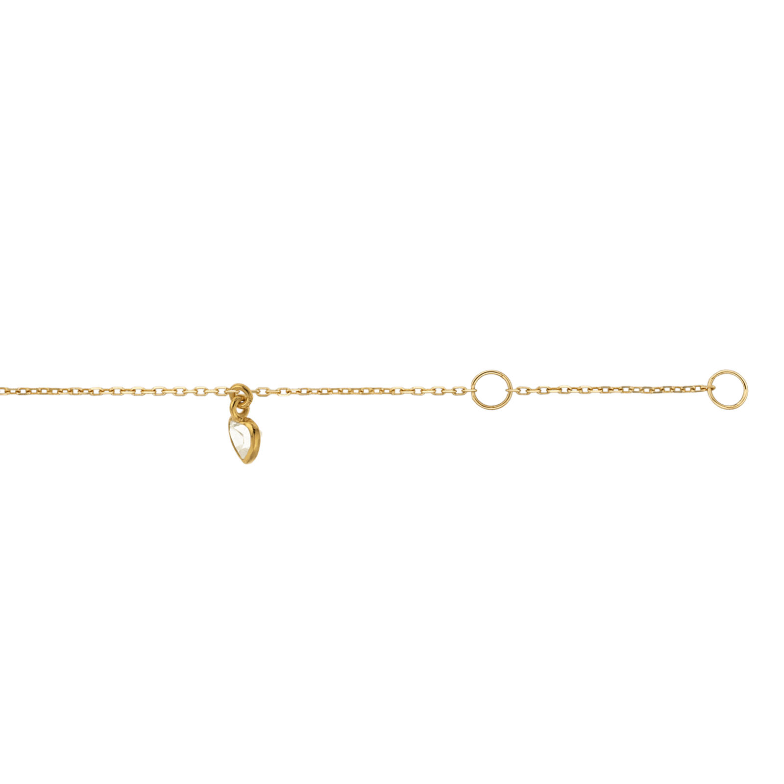 Chaîne Cheville Cœur Zirconium 4*7mm 23A25cm Or375