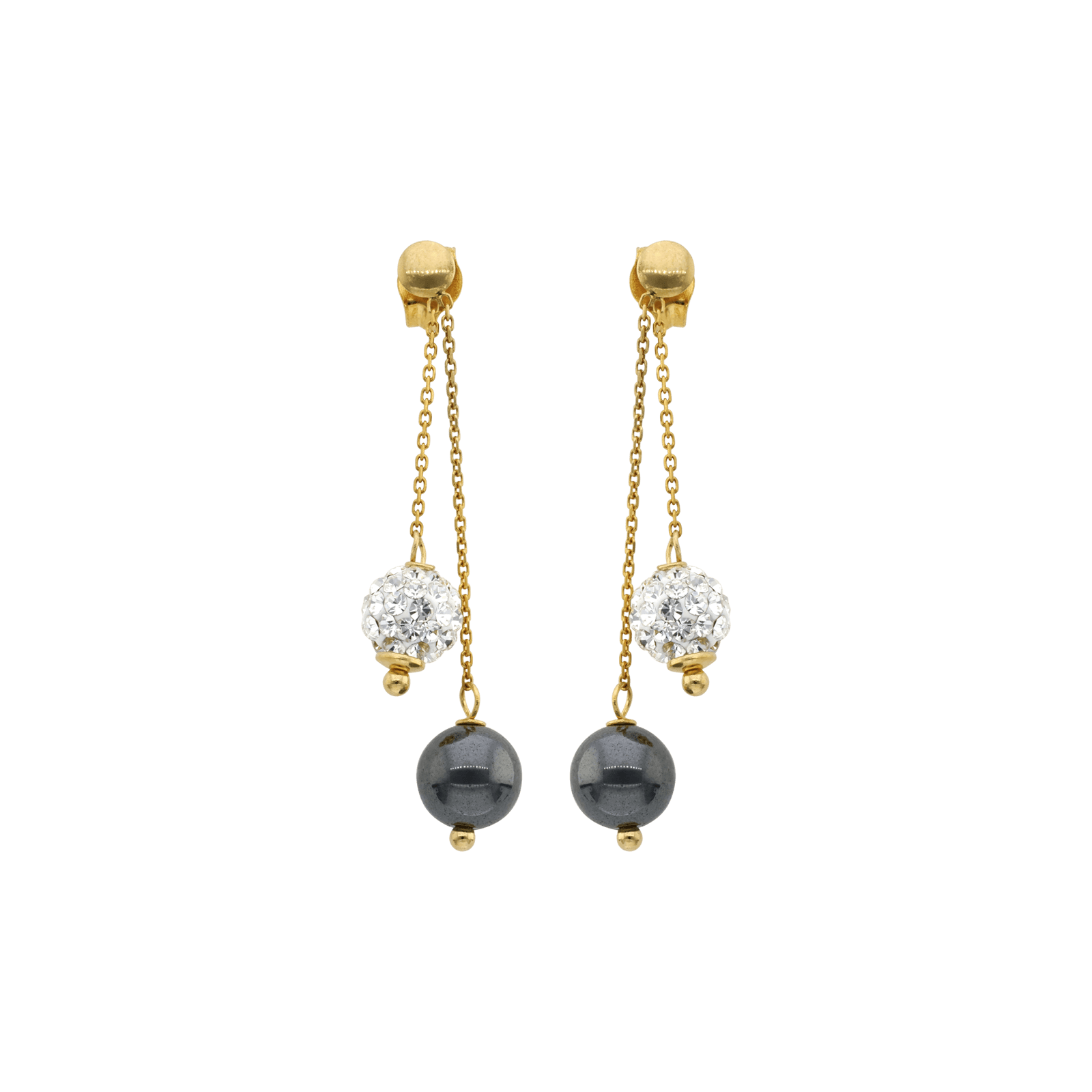 boucles d'oreilles 2 pendentif 1 hématite 6 mm bleu strass