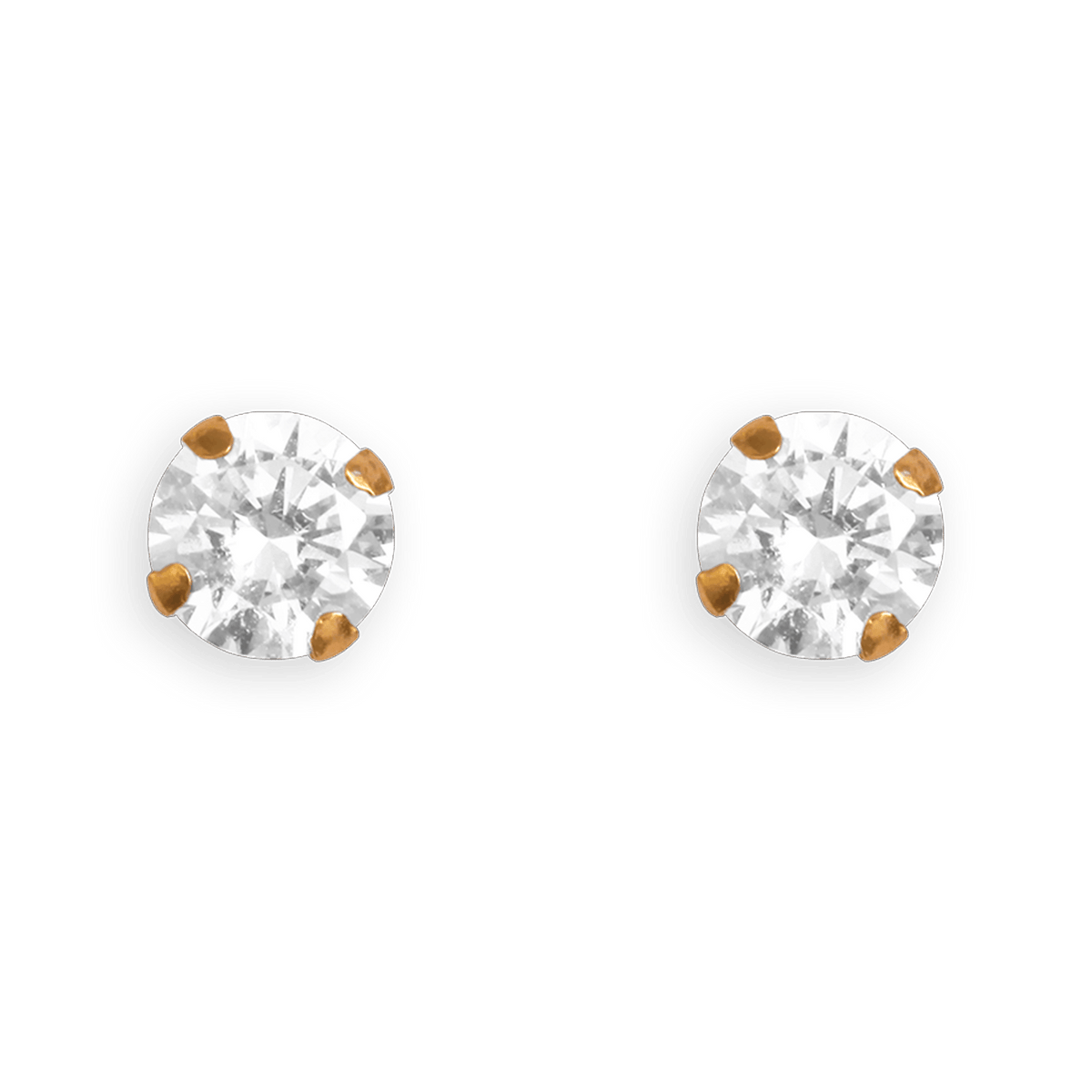 Boucles D'oreilles Or 375 Zirconium 4mm 4 Griffes